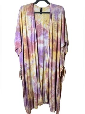 Torrid Open-Front Tie-dye Colorful Ruana Kimono Cardigan One Size
